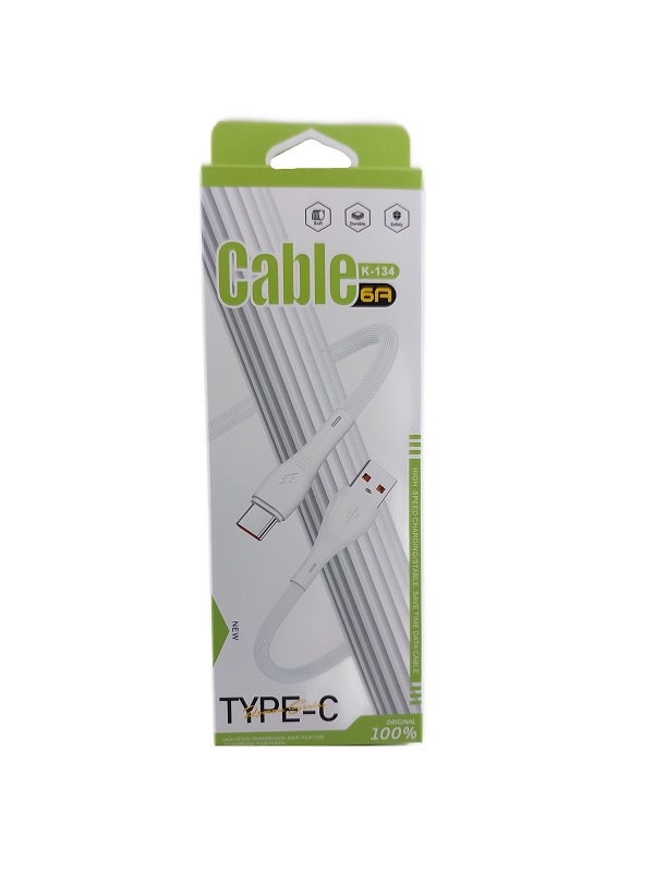 کابل تایپ سی 6 آمپر پکدار مدل K-134 کابل تایپ سی 6 آمپر پکدار مدل K-134